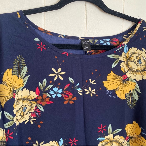 SHEIN Emery Rose Plus Floral Print Mesh Insert Short Sleeve Top - Picture 4 of 10